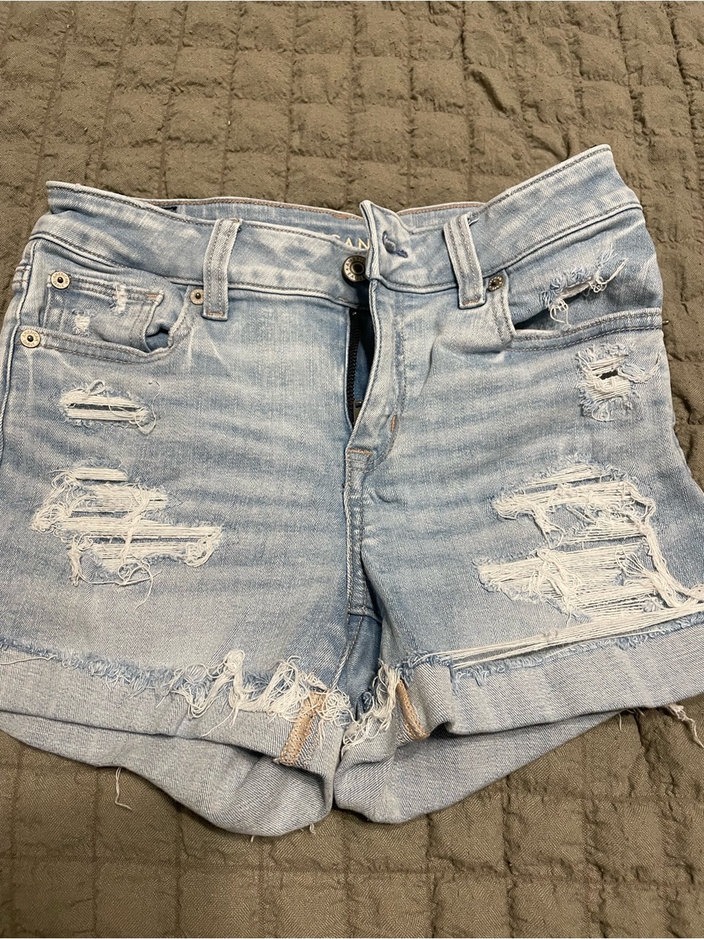 American Eagle Outfitters Light Blue Distressed Denim Cutoff Shorts